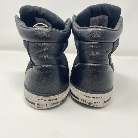 Converse Chuck Taylor All Star High Top Black Denim Leather Sneakers Mens 9 - Picture 4 of 6